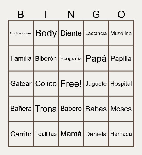 Daniela o Mateo Bingo Card