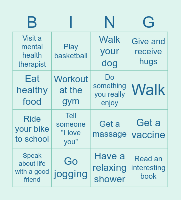 Health and the 21st century Bingo Card