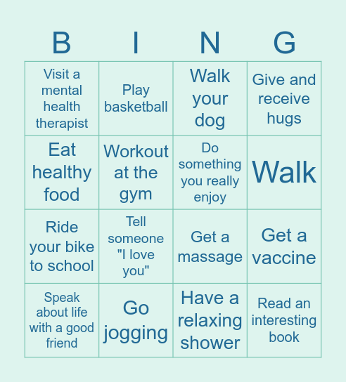 Health and the 21st century Bingo Card