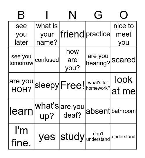 Unit 1 Bingo Card