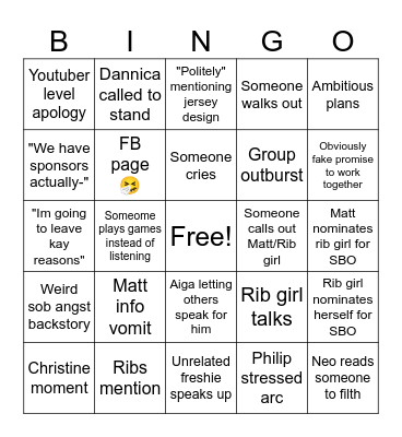 ANI 2024-2025 Open Forum Bingo Card