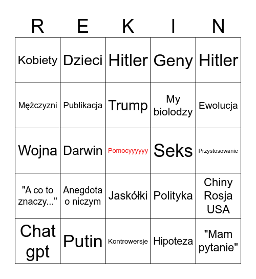 Rekin atakuje Bingo Card
