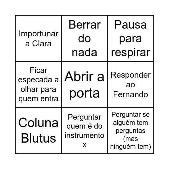 Bingo da Santana Bingo Card