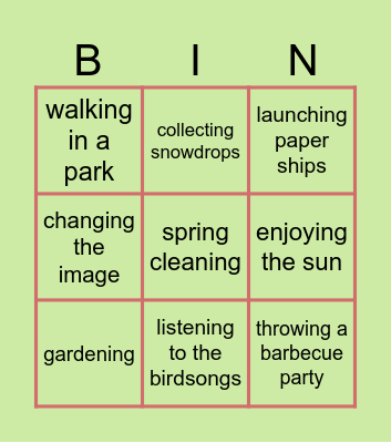 Spring Bingo Card
