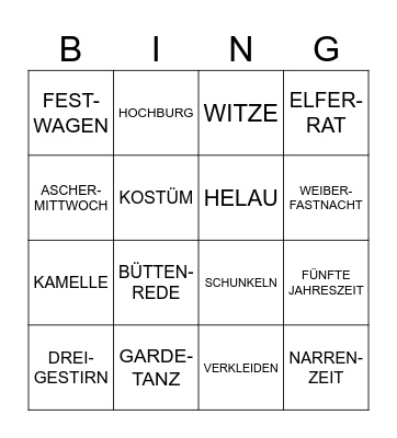 FASCHINGS-BINGO Card
