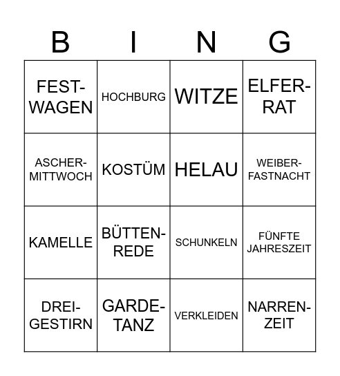 FASCHINGS-BINGO Card