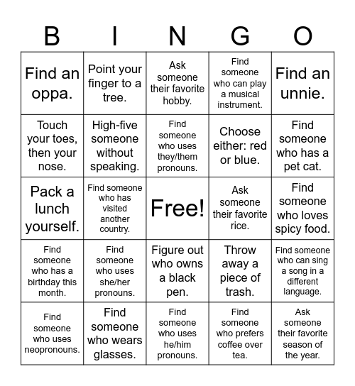 Untitled Bingo Card