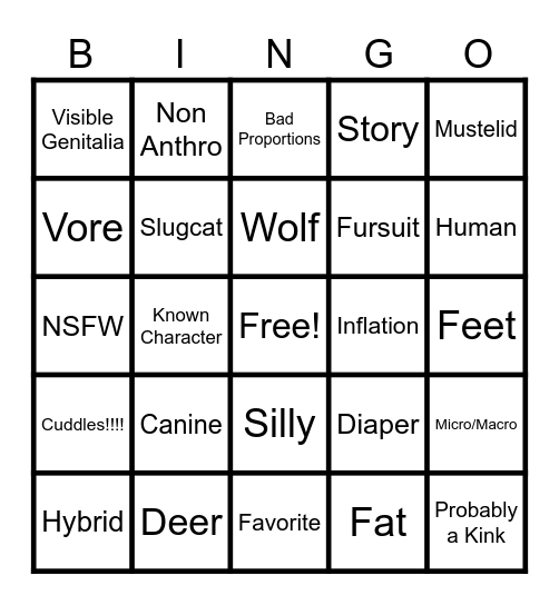 FA scrolling Bingo Card