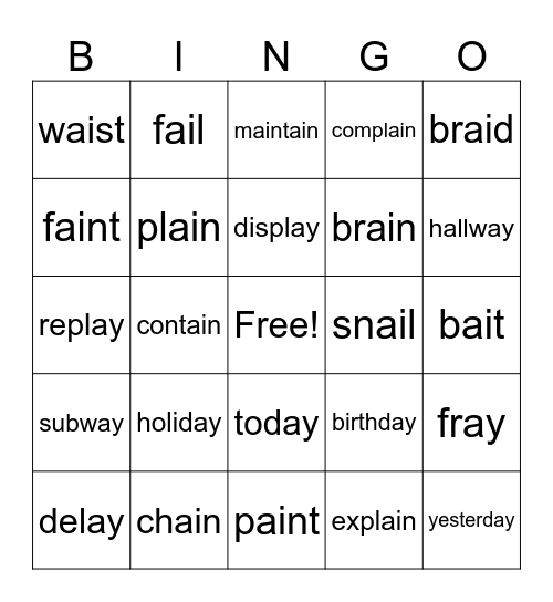 AY/AI Bingo Card