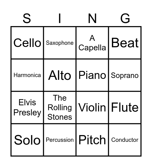 MUSIC MUSIC MUSIC Bingo Card