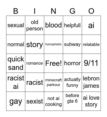 insta reels Bingo Card