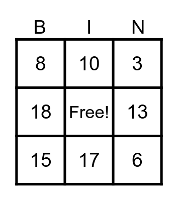 Les Numeros 1 a 20 Bingo Card
