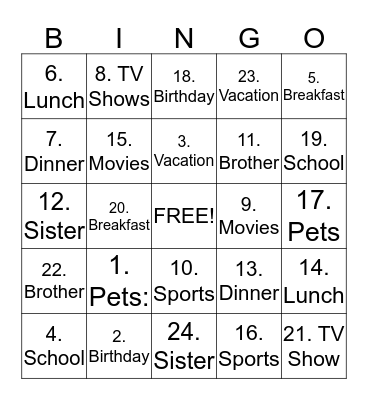 Getting to Know You Bingo Card