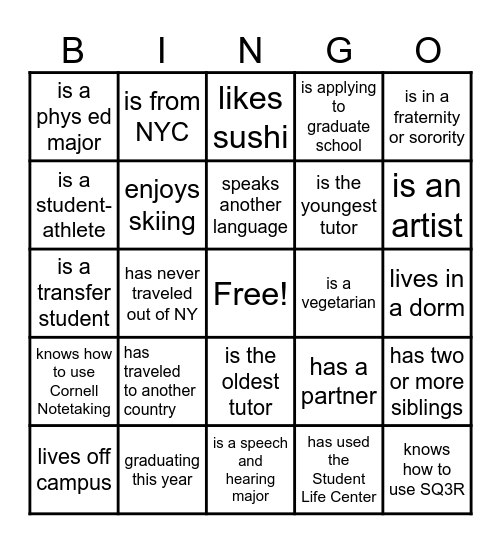 The Learning Center Bingo Card