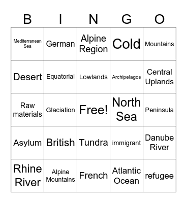 Vocab Review Bingo Card