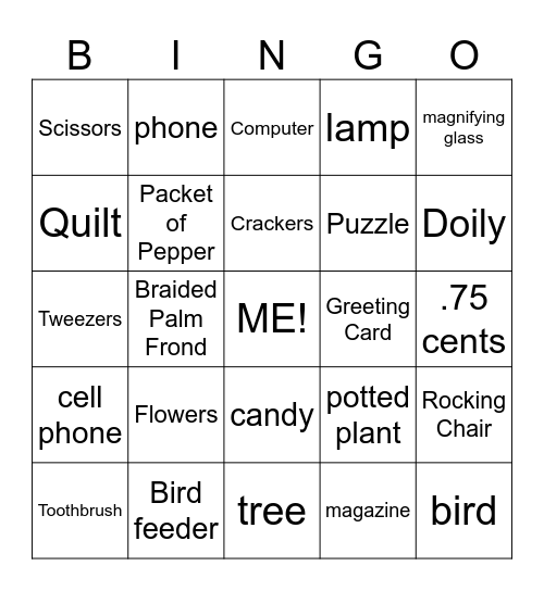 "In Your Room" Bingo Card