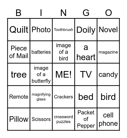 "In Your Room" Bingo Card