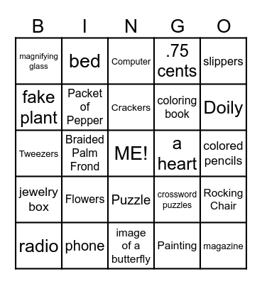 "In Your Room" Bingo Card