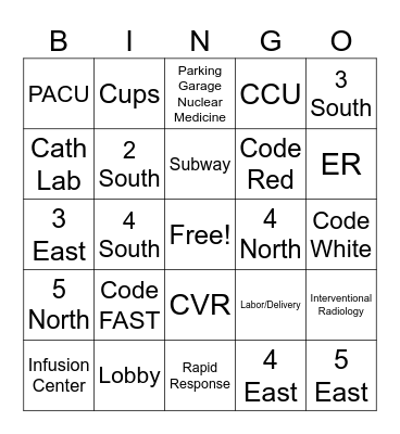 CODES & LOCATIONS Bingo Card