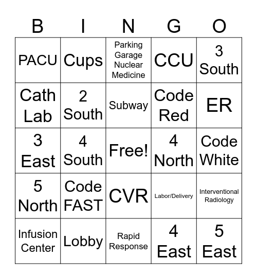 CODES & LOCATIONS Bingo Card