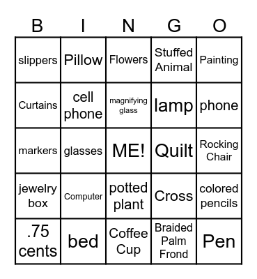 "In Your Room" Bingo Card
