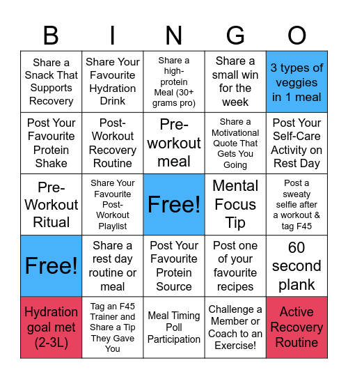 F45 Regent Park Challenge Bingo Card