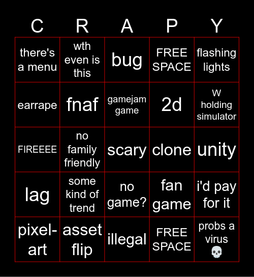 Crappy ITCH Bingo Card