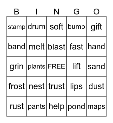 Blends Bingo Card