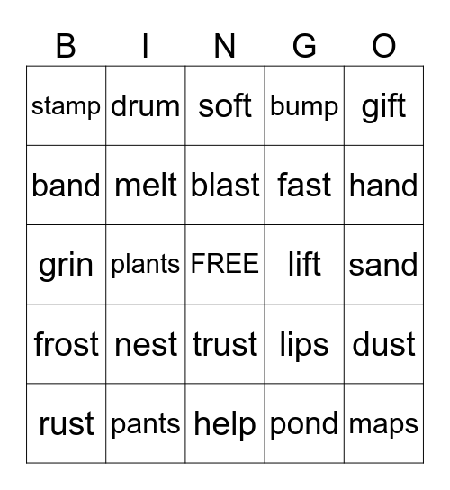 Blends Bingo Card
