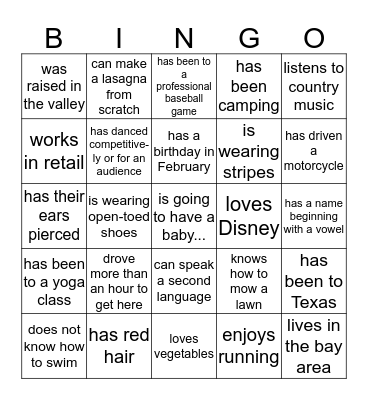 FIND SOMEONE WHO... Bingo Card
