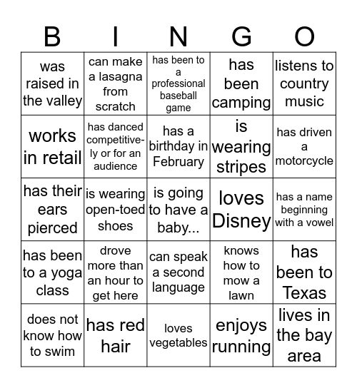 FIND SOMEONE WHO... Bingo Card