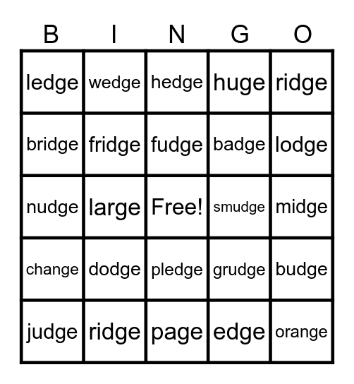 Dje & J Sounds Bingo Card