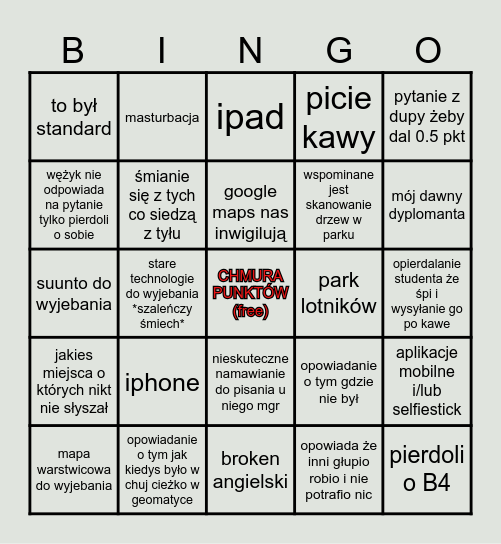 SNAKE Bingo Card