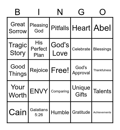 Envy Bingo Card