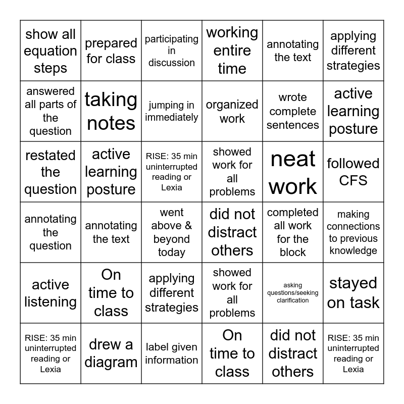 Week 2: Connect 4 Bingo Card
