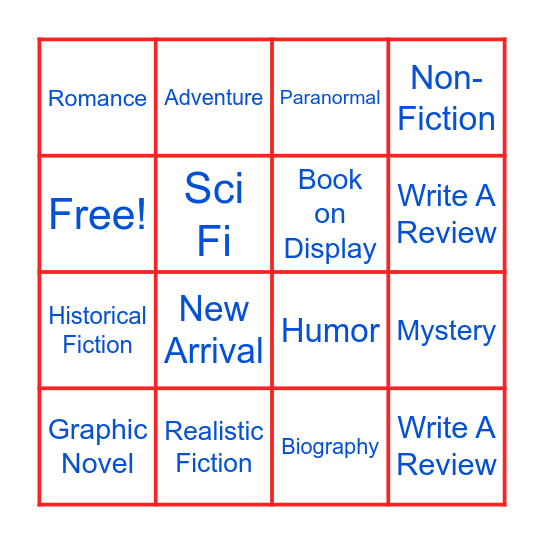 Genre Bingo Card