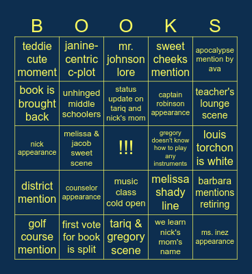 abbott elementary: "books" Bingo Card