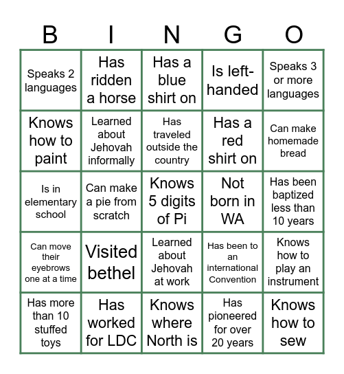 Pi Party Bingo Card