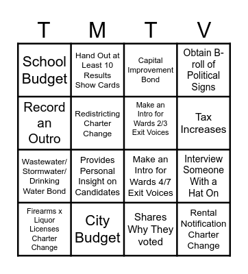 Exit Voices Bingo Card