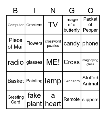 "In Your Room" Bingo Card