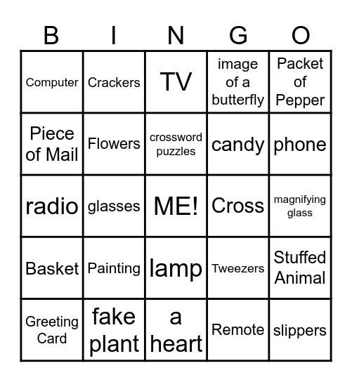 "In Your Room" Bingo Card