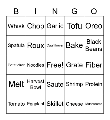 Junior Chefs Kitchen Winter Bingo Card