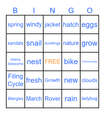 Spring-O Bingo Card