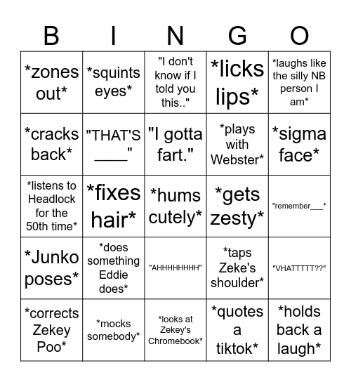 ME (AKA MELODY!!) Bingo Card