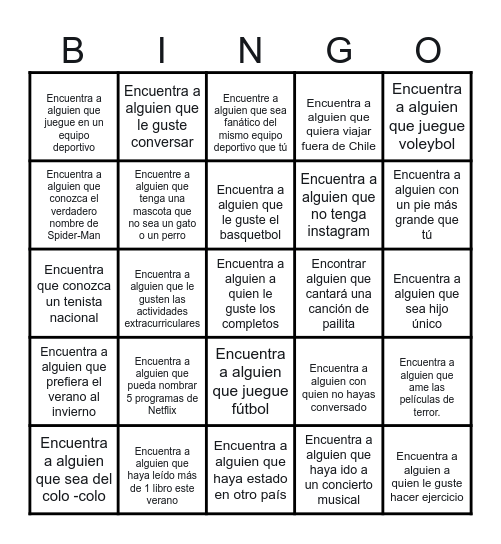 Bingo de Compañeros Bingo Card