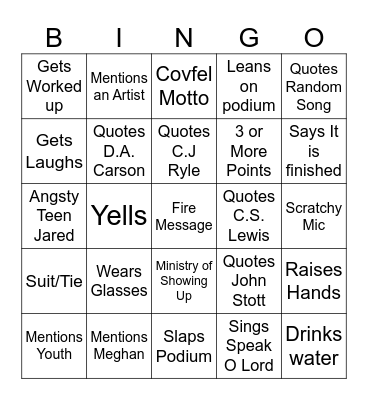 Jared Bingo Card