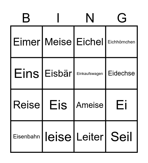 Ei Bingo Card