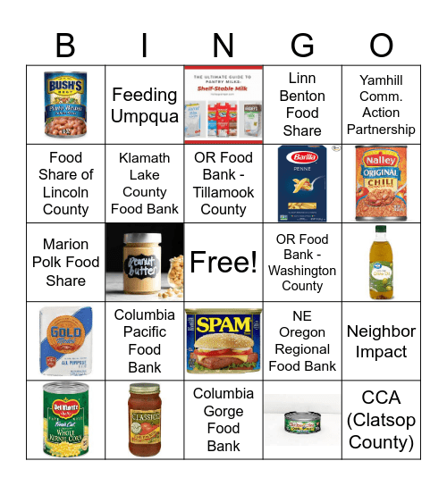 ODOE Food Drive Bingo Card