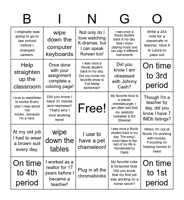 March 19th Bingo Card