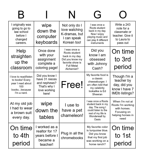 March 19th Bingo Card